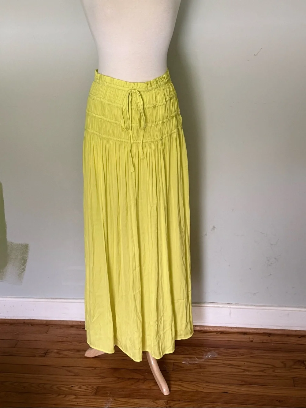 Smocked Waist Lemon Yellow Chiffon Maxi Skirt from Anthropologie Current Air